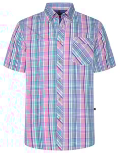 KAM Kurzarm-Sommerhemd mit Karomuster, Rosa